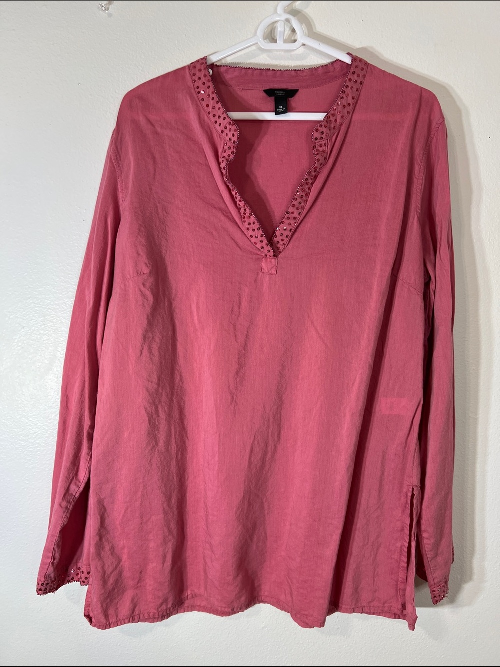 Mossimo Supply Co. Rose Pink Eyelet V-Neck Tunic
